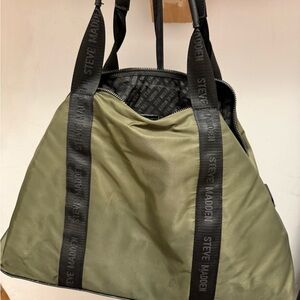Steve Madden Olive Duffel Bag with Black Accents